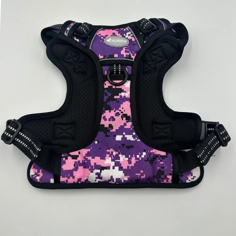 Auroth Purple Camo Tactical Dog Harness Adjustable No Pull Vest Size M NEW